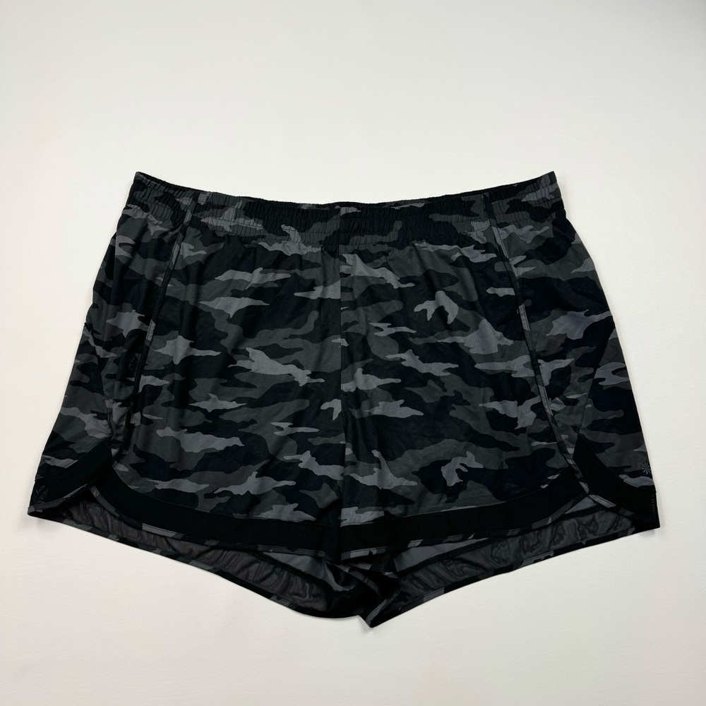 Women’s Athleta Camo Printed Mesh Racer Run Athletic Shorts Size 3X